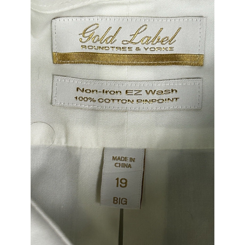 Roundtree & Yorke Gold Label EZ Wash Pinpoint Cotton Men's 19 Short Sleeve Shirt - Picture 3 of 6